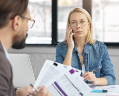 Business owner discussing loan options